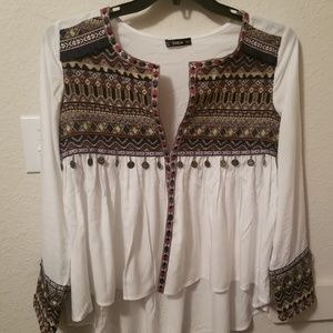 Embroidered white cardigan
